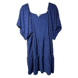 Wrangler Retro Blue textured babydoll Dress Western Flutter Rodeo Size Large